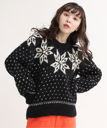 CHILD WOMAN | ネパールギルボックス雪柄求心プルオーバー(ニット/セーター)