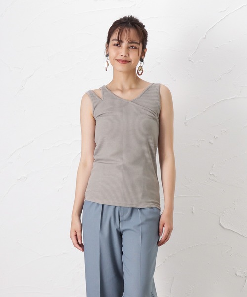 Howdy Marie（ハウディ―マリー）の「アシンメトリーデザイン タンクトップ（タンクトップ・レディース・アイボリー/グレー/ブラウン・フリー）」の5枚目の写真