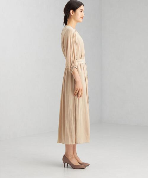 green label relaxing（グリーンレーベルリラクシング）の「バルーン スリーブ ウエスト ギャザー ワンピース ドット（ワンピース・レディース・ベージュ/その他1/オレンジ系その他・FREE）」の5枚目の写真