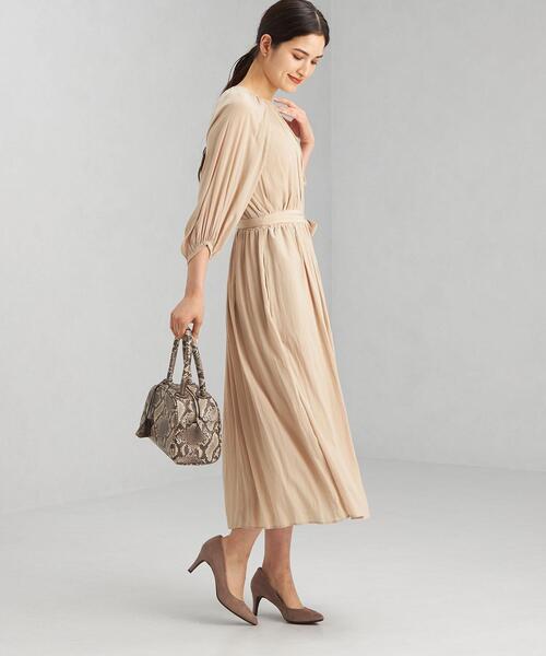 green label relaxing（グリーンレーベルリラクシング）の「バルーン スリーブ ウエスト ギャザー ワンピース ドット（ワンピース・レディース・ベージュ/その他1/オレンジ系その他・FREE）」の13枚目の写真