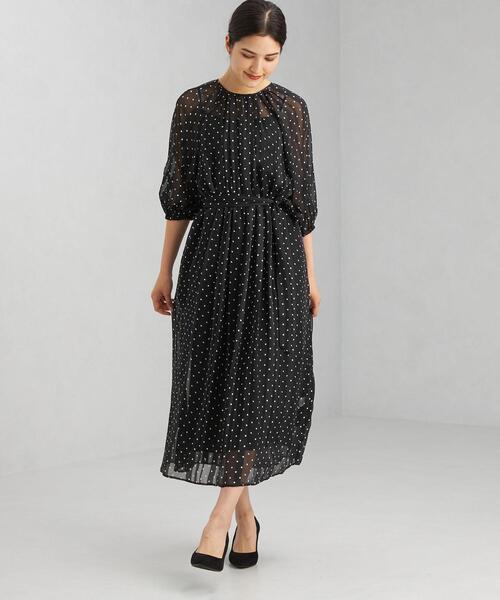 green label relaxing（グリーンレーベルリラクシング）の「バルーン スリーブ ウエスト ギャザー ワンピース ドット（ワンピース・レディース・ベージュ/その他1/オレンジ系その他・FREE）」の17枚目の写真