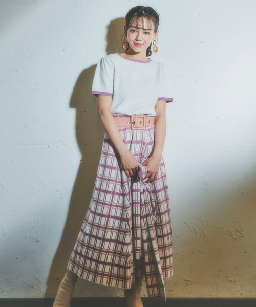 ワンピースカリーナチェックニットワンピース ワンピース Miia ミーア のファッション