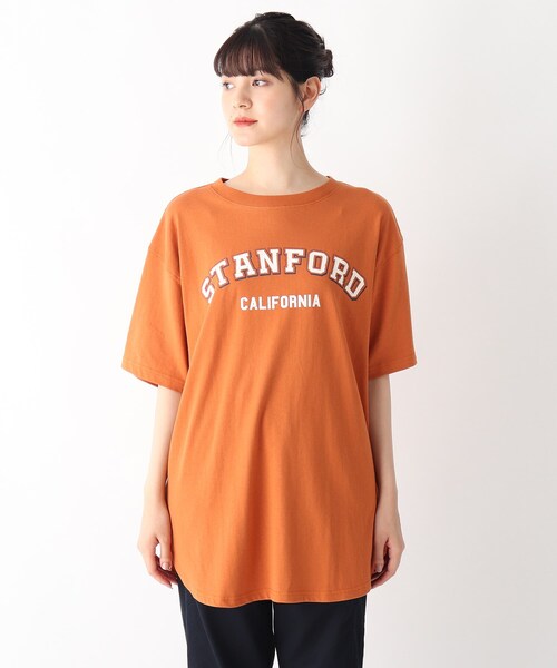 Cutie Blonde（キューティーブロンド）の「◆【S-L】カレッジロゴTシャツワンピース（ワンピース・レディース・オレンジ/チャコールグレー/オフホワイト・01/03/02）」の5枚目の写真
