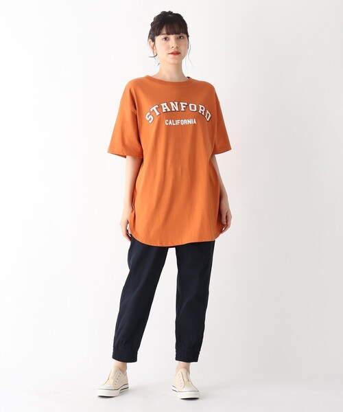 Cutie Blonde（キューティーブロンド）の「◆【S-L】カレッジロゴTシャツワンピース（ワンピース・レディース・オレンジ/チャコールグレー/オフホワイト・01/03/02）」の13枚目の写真