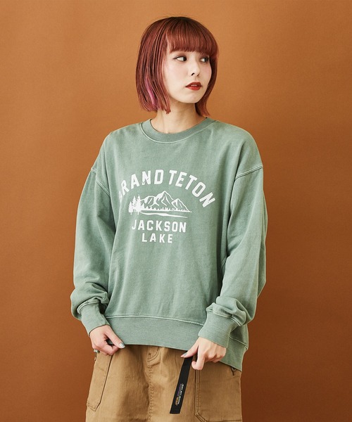 CUBE SUGAR（キューブシュガー）の「スウェットピグメント染めクルーネックプルオーバー（スウェット・レディース・ピンク/ネイビー/ベージュ/グリーン・M）」の3枚目の写真