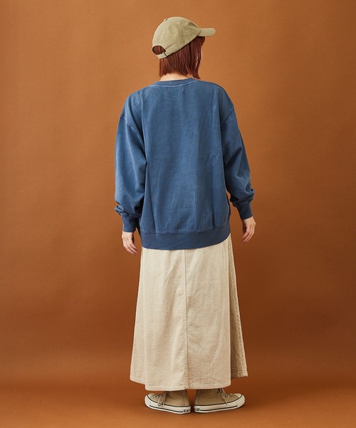 CUBE SUGAR（キューブシュガー）の「スウェットピグメント染めクルーネックプルオーバー（スウェット・レディース・ピンク/ネイビー/ベージュ/グリーン・M）」の13枚目の写真