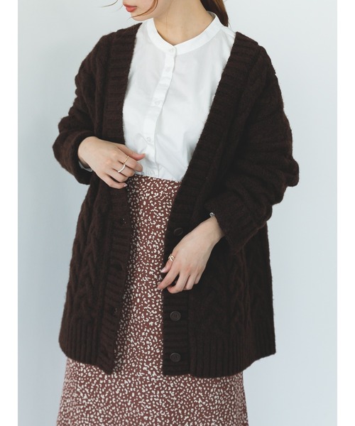 SLURR（スラ―）の「ケーブルルーズカーディガン（カーディガン/ボレロ・レディース・モカ/チョコ/その他8・FREE）」の6枚目の写真