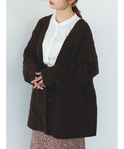 SLURR（スラ―）の「ケーブルルーズカーディガン（カーディガン/ボレロ・レディース・モカ/チョコ/その他8・FREE）」の4枚目の写真