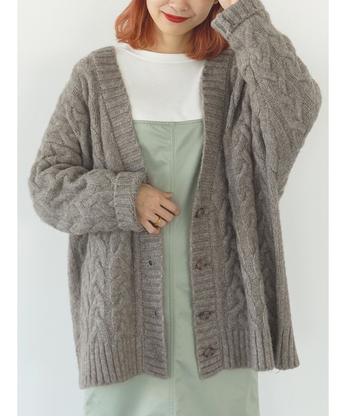 SLURR（スラ―）の「ケーブルルーズカーディガン（カーディガン/ボレロ・レディース・モカ/チョコ/その他8・FREE）」の7枚目の写真