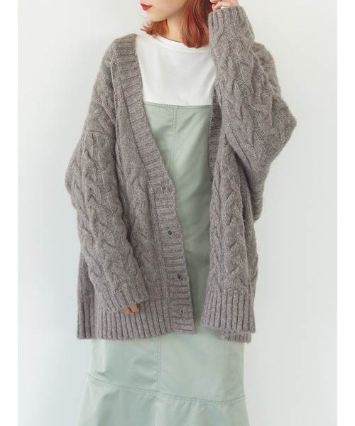 SLURR（スラ―）の「ケーブルルーズカーディガン（カーディガン/ボレロ・レディース・モカ/チョコ/その他8・FREE）」の5枚目の写真