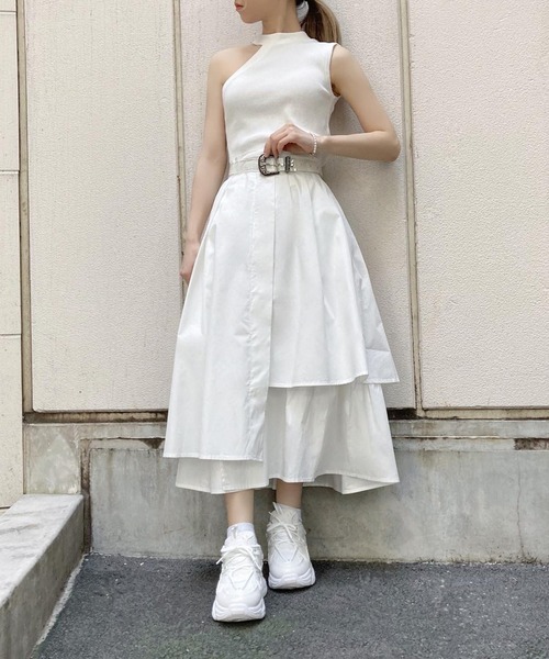 Figments（フィグメンツ）の「アシンメトリーロングスカート（スカート・レディース・ブラック/ホワイト・FREE）」の2枚目の写真