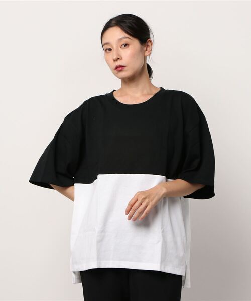 BEATJIVE(ビートジャイブ)の「切り替え ビッグシルエット Tシャツ Heavy Weight レディース(Tシャツ/カットソー・レディース・ホワイト系その他/ブラック系その他・MEDIUM/LARGE/X-LARGE)」の1枚目の写真