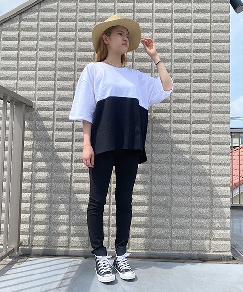 BEATJIVE(ビートジャイブ)の「切り替え ビッグシルエット Tシャツ Heavy Weight レディース(Tシャツ/カットソー・レディース・ホワイト系その他/ブラック系その他・MEDIUM/LARGE/X-LARGE)」の3枚目の写真