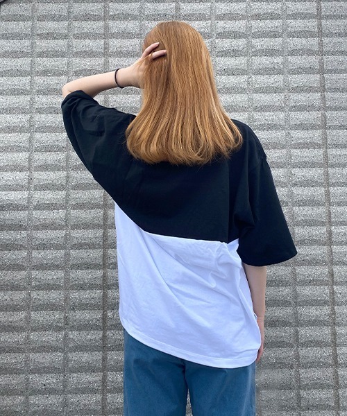 BEATJIVE(ビートジャイブ)の「切り替え ビッグシルエット Tシャツ Heavy Weight レディース(Tシャツ/カットソー・レディース・ホワイト系その他/ブラック系その他・MEDIUM/LARGE/X-LARGE)」の6枚目の写真