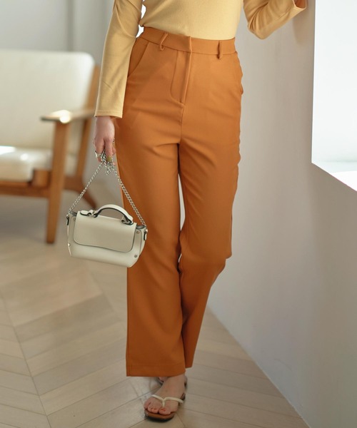 KOBE LETTUCE(コウベレタス)の「セミフレアスラックスパンツ(スラックス・レディース・ライトベージュ/グリーン/オレンジ/ダークブラウン/ブラック/チェック/ダークグリーン/グリーン系その他/その他/オレンジ系その他/ダークブルー/イエロー系その他/イエロー/ピンク/ライトオレンジ系/レッド・FREE/ショート/ONE SIZE)」の14枚目の写真