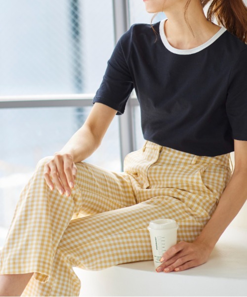 KOBE LETTUCE(コウベレタス)の「セミフレアスラックスパンツ(スラックス・レディース・ライトベージュ/グリーン/オレンジ/ダークブラウン/ブラック/チェック/ダークグリーン/グリーン系その他/その他/オレンジ系その他/ダークブルー/イエロー系その他/イエロー/ピンク/ライトオレンジ系/レッド・FREE/ショート/ONE SIZE)」の10枚目の写真