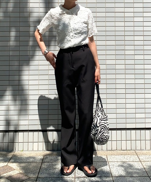 KOBE LETTUCE(コウベレタス)の「セミフレアスラックスパンツ(スラックス・レディース・ライトベージュ/グリーン/オレンジ/ダークブラウン/ブラック/チェック/ダークグリーン/グリーン系その他/その他/オレンジ系その他/ダークブルー/イエロー系その他/イエロー/ピンク/ライトオレンジ系/レッド・FREE/ショート/ONE SIZE)」の21枚目の写真