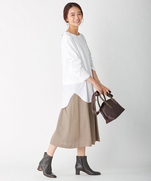 J.PRESS Ladies（J.プレス レディス）の「【接触冷感・UVケア】レイヤードジャージー カットソー（Tシャツ/カットソー・レディース・ホワイト系/ブラック系1/ネイビー系1・SMALL）」の9枚目の写真