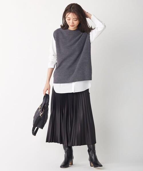 J.PRESS Ladies（J.プレス レディス）の「【接触冷感・UVケア】レイヤードジャージー カットソー（Tシャツ/カットソー・レディース・ホワイト系/ブラック系1/ネイビー系1・SMALL）」の15枚目の写真