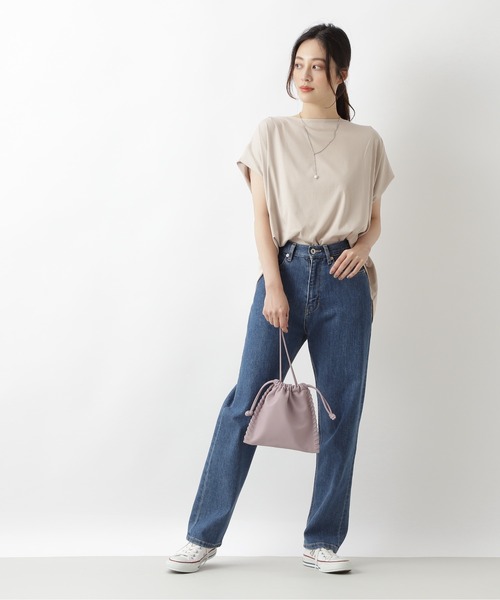 NATURAL BEAUTY BASIC（ナチュラルビューティーベーシック）の「オーガニックコットンショルダータックフォルムカットソー（Tシャツ/カットソー・レディース・ブラック/ベージュ/ラベンダー・MEDIUM）」の19枚目の写真