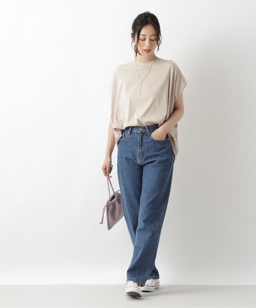 NATURAL BEAUTY BASIC（ナチュラルビューティーベーシック）の「オーガニックコットンショルダータックフォルムカットソー（Tシャツ/カットソー・レディース・ブラック/ベージュ/ラベンダー・MEDIUM）」の20枚目の写真