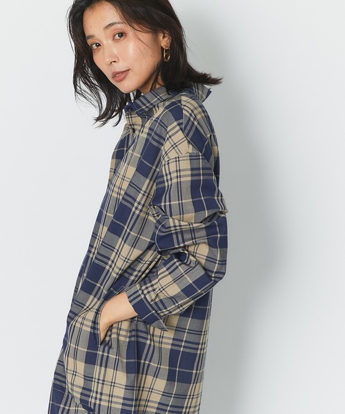 RIVE DROITE（リヴドロワ）の「着回しのできるデザインが魅力　チェックオーバーシャツワンピース（シャツワンピース・レディース・ネイビー/レッド・FREE）」の15枚目の写真