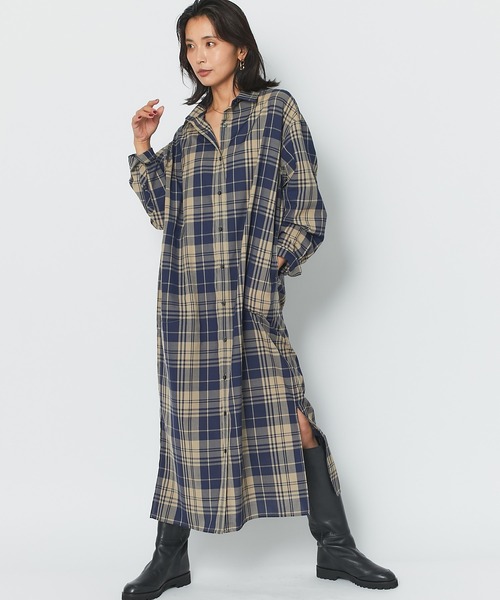 RIVE DROITE（リヴドロワ）の「着回しのできるデザインが魅力　チェックオーバーシャツワンピース（シャツワンピース・レディース・ネイビー/レッド・FREE）」の18枚目の写真