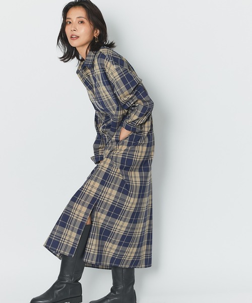 RIVE DROITE（リヴドロワ）の「着回しのできるデザインが魅力　チェックオーバーシャツワンピース（シャツワンピース・レディース・ネイビー/レッド・FREE）」の10枚目の写真