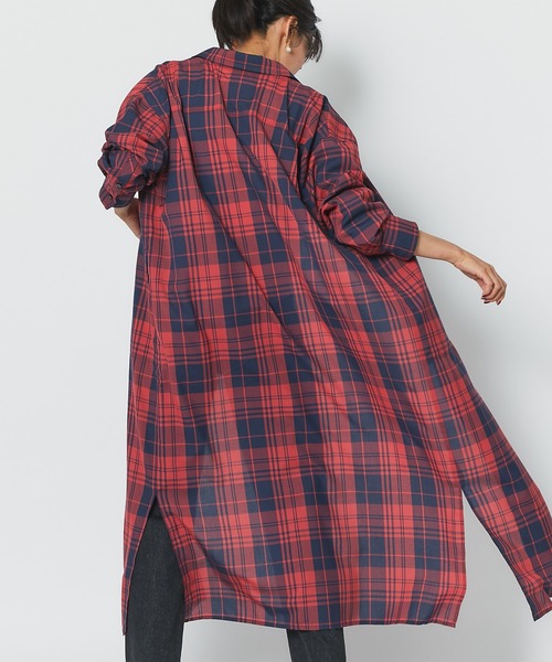 RIVE DROITE（リヴドロワ）の「着回しのできるデザインが魅力　チェックオーバーシャツワンピース（シャツワンピース・レディース・ネイビー/レッド・FREE）」の12枚目の写真