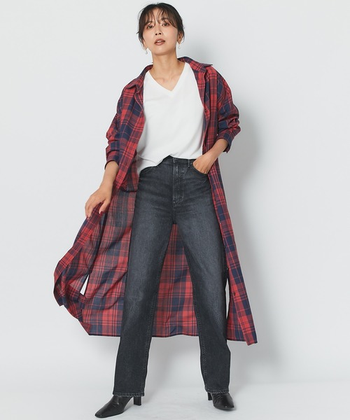 RIVE DROITE（リヴドロワ）の「着回しのできるデザインが魅力　チェックオーバーシャツワンピース（シャツワンピース・レディース・ネイビー/レッド・FREE）」の16枚目の写真