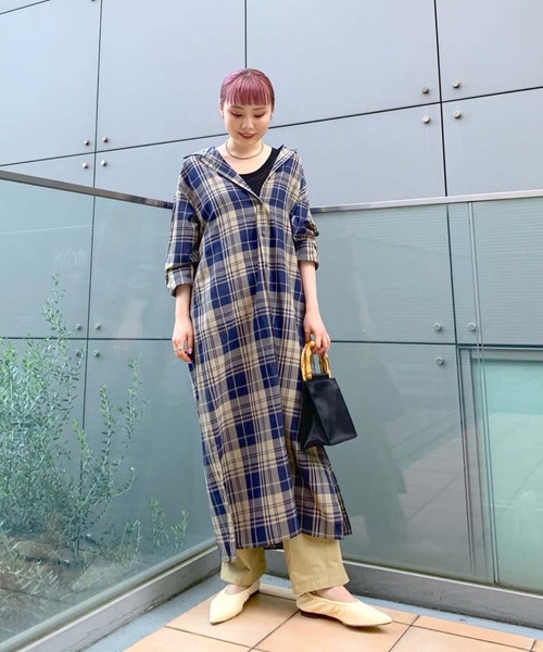 RIVE DROITE（リヴドロワ）の「着回しのできるデザインが魅力　チェックオーバーシャツワンピース（シャツワンピース・レディース・ネイビー/レッド・FREE）」の7枚目の写真