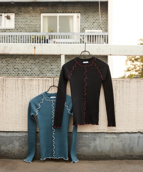 Keeepy(キーピー)の「【Keeepy】rib knit rolled edge pullover(ニット/セーター・レディース・ブラック/ブルー・FREE)」の20枚目の写真