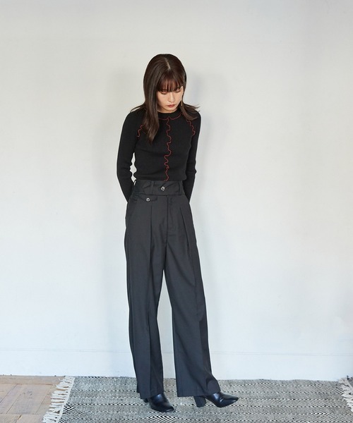 Keeepy(キーピー)の「【Keeepy】rib knit rolled edge pullover(ニット/セーター・レディース・ブラック/ブルー・FREE)」の14枚目の写真