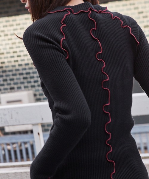 Keeepy(キーピー)の「【Keeepy】rib knit rolled edge pullover(ニット/セーター・レディース・ブラック/ブルー・FREE)」の21枚目の写真