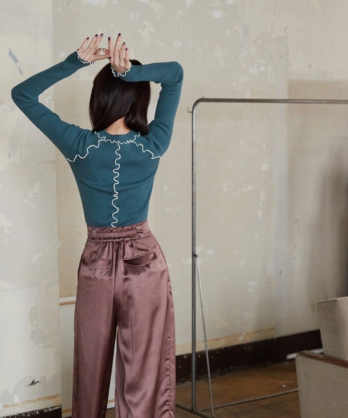 Keeepy(キーピー)の「【Keeepy】rib knit rolled edge pullover(ニット/セーター・レディース・ブラック/ブルー・FREE)」の11枚目の写真