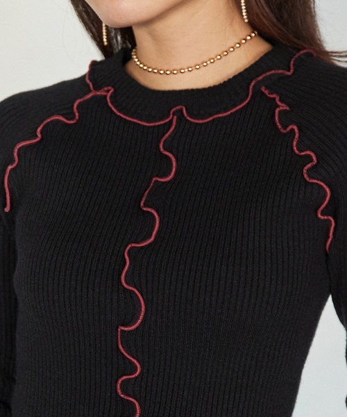 Keeepy(キーピー)の「【Keeepy】rib knit rolled edge pullover(ニット/セーター・レディース・ブラック/ブルー・FREE)」の19枚目の写真