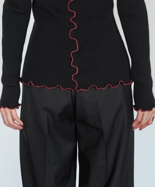 Keeepy(キーピー)の「【Keeepy】rib knit rolled edge pullover(ニット/セーター・レディース・ブラック/ブルー・FREE)」の5枚目の写真