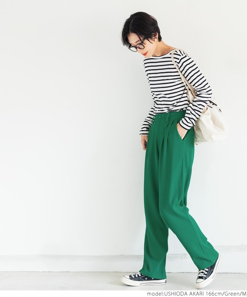 coca（coca）（コカ）の「＼＼新色登場／／ハンサムタック落ち感パンツ（その他パンツ・レディース・ブラック/イエロー/ピンク/チャコールグレー/グリーン・M/L）」の8枚目の写真