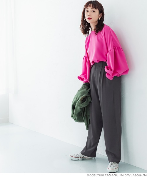 coca（coca）（コカ）の「＼＼新色登場／／ハンサムタック落ち感パンツ（その他パンツ・レディース・ブラック/イエロー/ピンク/チャコールグレー/グリーン・M/L）」の7枚目の写真