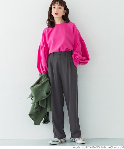 coca（coca）（コカ）の「＼＼新色登場／／ハンサムタック落ち感パンツ（その他パンツ・レディース・ブラック/イエロー/ピンク/チャコールグレー/グリーン・M/L）」の9枚目の写真