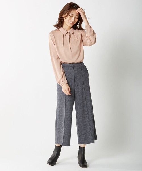 J.PRESS Ladies(J.プレス レディス)の「ウォッシャブルウールジャージー ボウタイ シャツ襟 カットソー(Tシャツ/カットソー・レディース・ピンク系/サックスブルー系/ライトグレー系/ワイン系・SMALL)」の6枚目の写真