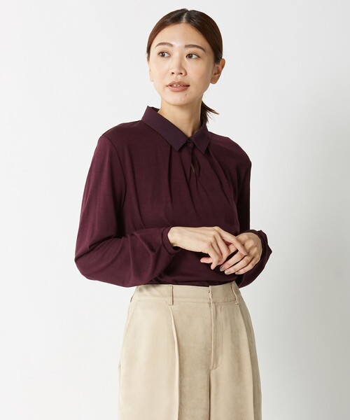 J.PRESS Ladies(J.プレス レディス)の「ウォッシャブルウールジャージー ボウタイ シャツ襟 カットソー(Tシャツ/カットソー・レディース・ピンク系/サックスブルー系/ライトグレー系/ワイン系・SMALL)」の7枚目の写真
