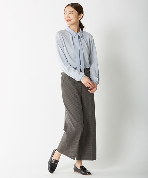 J.PRESS Ladies(J.プレス レディス)の「ウォッシャブルウールジャージー ボウタイ シャツ襟 カットソー(Tシャツ/カットソー・レディース・ピンク系/サックスブルー系/ライトグレー系/ワイン系・SMALL)」の12枚目の写真