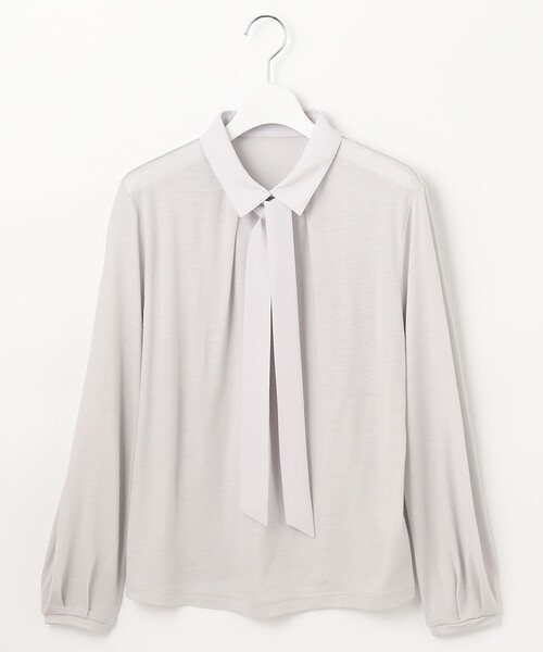 J.PRESS Ladies(J.プレス レディス)の「ウォッシャブルウールジャージー ボウタイ シャツ襟 カットソー(Tシャツ/カットソー・レディース・ピンク系/サックスブルー系/ライトグレー系/ワイン系・SMALL)」の13枚目の写真