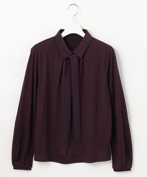 J.PRESS Ladies(J.プレス レディス)の「ウォッシャブルウールジャージー ボウタイ シャツ襟 カットソー(Tシャツ/カットソー・レディース・ピンク系/サックスブルー系/ライトグレー系/ワイン系・SMALL)」の14枚目の写真