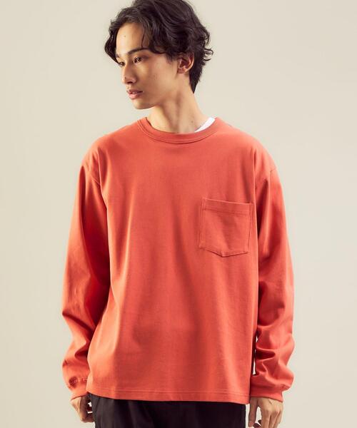 green label relaxing(グリーンレーベルリラクシング)の「<green label relaxing>オーガニックヘビーウェイト クルーネック カットソー(Tシャツ/カットソー・メンズ・ベージュ/ブラック/ホワイト/オレンジ・M/S/L/XL)」の4枚目の写真