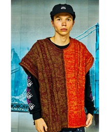 AlexanderLeeChang アレキサンダーリーチャン / BIG KNIT VEST ビッグシルエット 配色切り替えケーブルニットベスト / AC062103