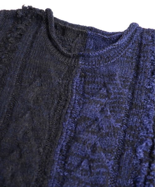 And A(アンドエー)の「AlexanderLeeChang アレキサンダーリーチャン / BIG KNIT VEST ビッグシルエット 配色切り替えケーブルニットベスト / AC062103(ベスト・メンズ・ブラック/グレー/バーガンディー・2/3)」の7枚目の写真