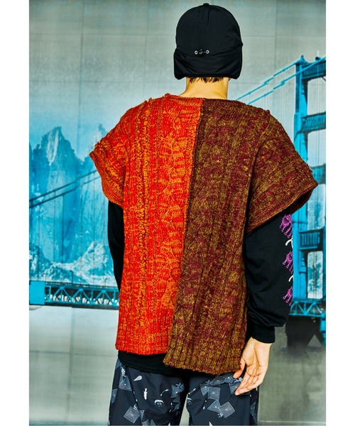 And A(アンドエー)の「AlexanderLeeChang アレキサンダーリーチャン / BIG KNIT VEST ビッグシルエット 配色切り替えケーブルニットベスト / AC062103(ベスト・メンズ・ブラック/グレー/バーガンディー・2/3)」の10枚目の写真