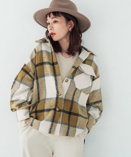 coca（coca）（コカ）の「ビンテージライクチェックジャケット（その他アウター・レディース・ブラウン/ブラック/グリーン/C/B/A・L/M）」の3枚目の写真